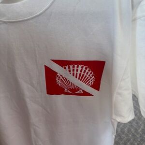 White T-Shirt with Red Shell Graphic